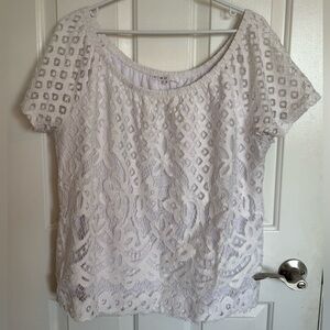 Cleo Elegant White Lace Blouse - Size XL